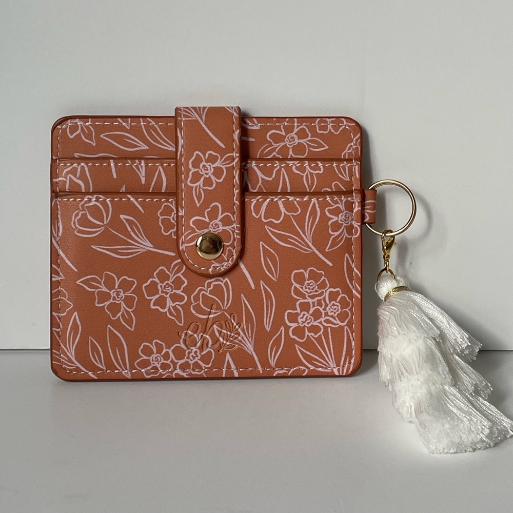 Floral Card Holder with Tassel Keychain